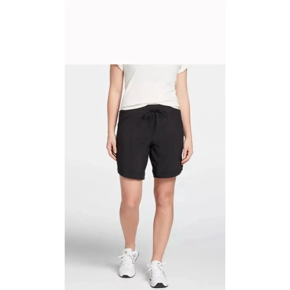 CALIA Women's Size Large Journey Woven Bermuda Short Black NWT Mid Rise pull on